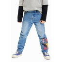 デシグアル Desigual ルーニー・テューンズ ストレートジーンズ (ブルー)