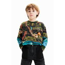 デシグアル Desigual 自然モチーフ&メッセージ Tシャツ (グリーン)
