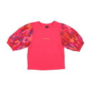 デシグアル Desigual 花柄 パフスリーブTシャツ (ピンク/レッド)