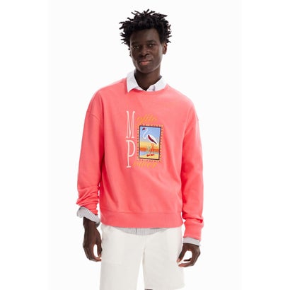 デシグアル Desigual フラミンゴ刺繍 スウェットシャツ (ピンク/レッド)