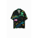 デシグアル Desigual コラージュ リゾートシャツ (グレー/ブラック)