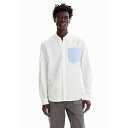 デシグアル Desigual ポケット プレーンカラーシャツ (ホワイト)