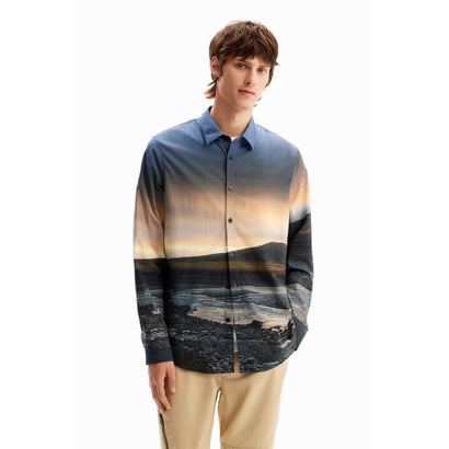 デシグアル Desigual PETER シャツロングスリーブ (グレー/ブラック)