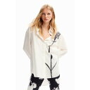 デシグアル Desigual フラワー オーバーサイズシャツ (ホワイト)