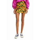 デシグアル Desigual 花柄 スリムミニスカート (オレンジ)