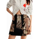 デシグアル Desigual アーティ ジャカードミニスカート (グレー/ブラック)