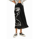 デシグアル Desigual アーティフェイス ミディスカート (グレー/ブラック)