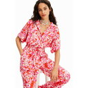 デシグアル Desigual 花柄 ワークオールインワン (ピンク/レッド)