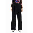 デシグアル Desigual ワイドレッグ テーラードパンツ (グレー/ブラック)