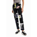 デシグアル Desigual コラージュ ストレートパンツ (グレー/ブラック)