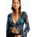 デシグアル Desigual チュール フリルブラウス (ブルー)