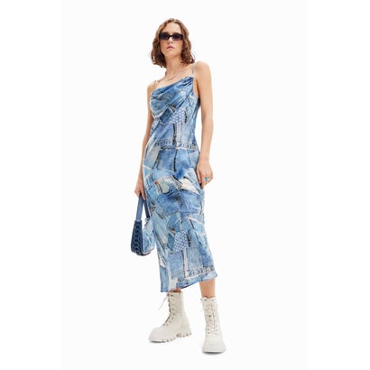 デシグアル Desigual デニムパッチワーク ミディワンピース (ブルー) デシグアル Desigual デニムパッチワーク ミディワンピース (ブルー)