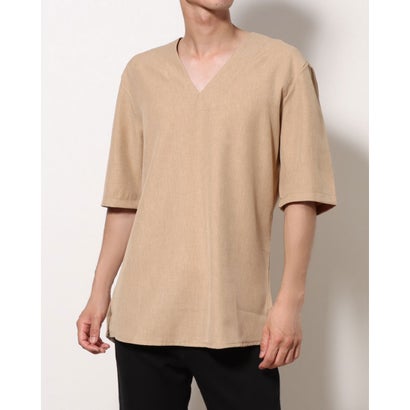モードフルーレ MODE FOURRURE イタリア製V字カットソー (ベージュ)
