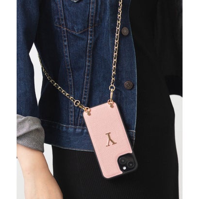 エモニーク emonique イニシャル PUレザー チェーンストラップ付 iPhoneスマホケース (ピンク系その他6)