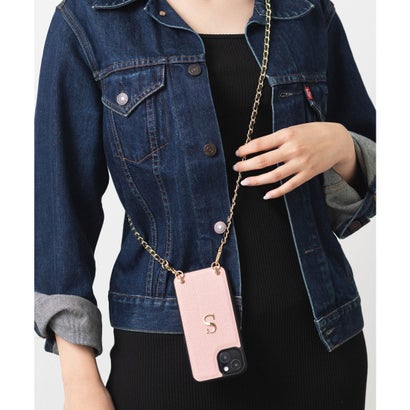 エモニーク emonique イニシャル PUレザー チェーンストラップ付 iPhoneスマホケース (ピンク系その他2)