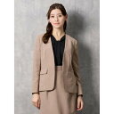 パーフェクトスーツファクトリー Perfect Suit FActory 【WEB限定】リネン調メランジスーツ ノーカラージャケット (ブラウン系)