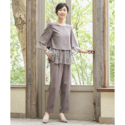 ドレスプラス DRESS+ パンツドレス セットアップ 結婚式 パーティー レース (アッシュブラウン)