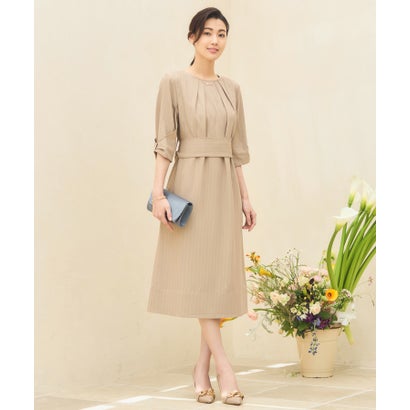 ドレスプラス DRESS+ フォーマル ワンピース オフィスカジュアル 袖あり コクーンワンピース(ベージュ) ドレスプラス DRESS+ フォーマル ワンピース オフィスカジュアル 袖あり コクーンワンピース(ベージュ)