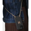 エモニーク emonique イニシャル PUレザー チェーンストラップ付 iPhoneスマホケース (ブラック系その他2)