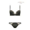 アモスタイル バイ トリンプ AMOSTYLE BY Triumph デイリーAMOSTYLE 寄せブラ ブラ&ショーツセット 503 ナイトスカイ ブーケ Eカップ 【返品不可商品】 (ブラック)