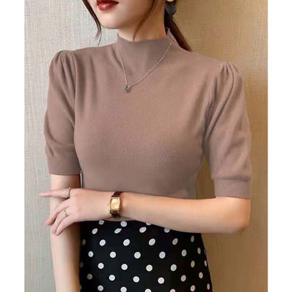 ガーリードール Girly Doll サマーリブニットトップス【韓国ファッション】 （ブラウン）