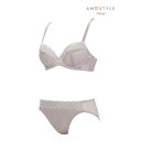 アモスタイル バイ トリンプ AMOSTYLE BY Triumph 夢みるブラ ライト ブラ&ショーツセット ラインフラワーズ 1381 E-Fカップ 【返品不可商品】 (プラチナ)(4)