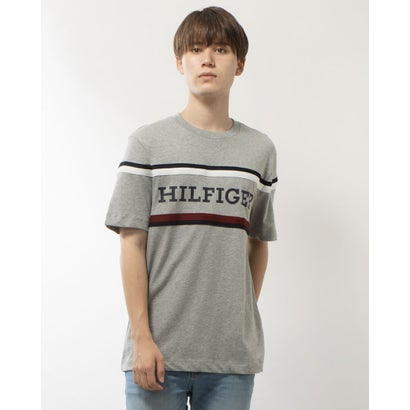 トミー ヒルフィガー TOMMY HILFIGER GLOBAL STRIPE MONOTYPE TEE (ライトグレー)