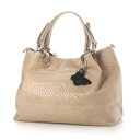 モードフルーレ MODE FOURRURE イタリアンカーフメッシュ型押しトートバッグ (グレージュ)(4)