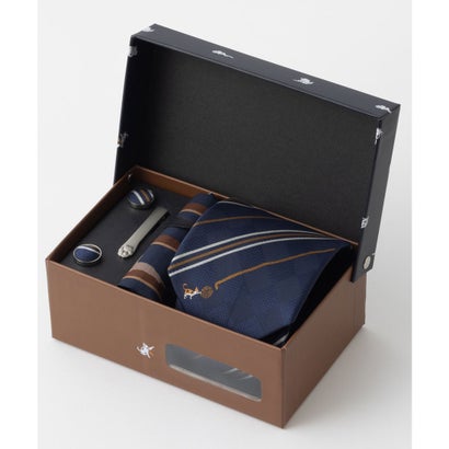 チルワーク バイ クイトランニング CHILLWORK by Quit Running 猫デザインのネクタイ、ネクタイピン、ハンカチ、カフス4点セット ギフト箱...