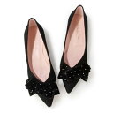 プリティ・バレリーナ Pretty Ballerinas CLEMENTINE suede-gemini ribbon（クレメンタイン スエード ジェミニリボン）ポインテッドシューズ （NEGRO-GEMINI）