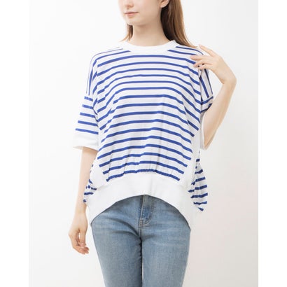 センソユニコ Sensounico atelier macaron シルケット天竺ボーダープルオーバー （ブルー）