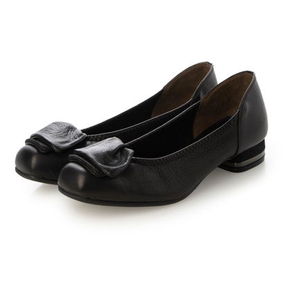 ソウシュンデセブン Soshun de seven コサージュ付きシャーリングパンプス （ブラック）