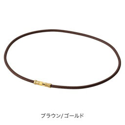 ファイテン Phiten RAKUWA磁気チタンネックレス レザースタイル ブラウン/ゴールド 50cm （ブラウン/ゴールド）