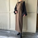 ジュノア JUNOAH ヘリンボーンサイドベルトタイトジャンパースカート (ブラウン)