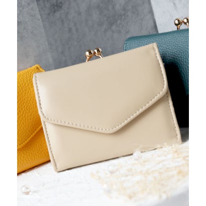 フロージュ florge ハートチャームorレター型ミニマム二つ折り財布シュリンク＆プレーン ハート無し （プレーン生地 / グレージュ）