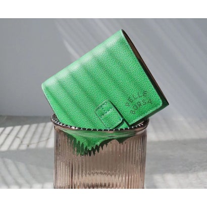 ペレボルサ PELLE BORSA 二つ折りミニ財布 (グリーン)