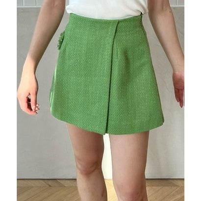 エイミーイストワール EIMY ISTOIRE カラーツイードラップスカート （GREEN）