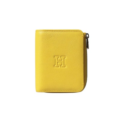 ヒロフ HIROFU 【プラティカ】二つ折り財布 レザー コンパクト ウォレット 本革 (カナリーイエロー(631))