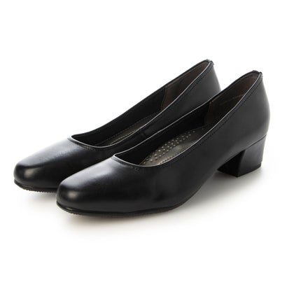 ラクチン コンフォート Rakuchine comfort プレーンローヒールパンプス （ブラック）