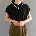 アクアガレージ aquagarage 襟付きサマーニットト 春 夏 半袖 (ブラック)