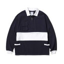 lCr[g[L[ NAVIETOKYO L/S ZIP POLO iNAVY/WHITEj