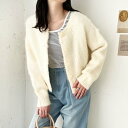 ジーラ GeeRA 前後2wayクルーネックシャギーショートカーディガン (アイボリー)