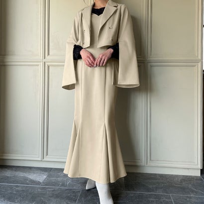 ジュノア JUNOAH ショートジャケットセットマーメイドキャミワンピース （アイボリー）