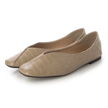 ヴィヴィアン VIVIAN スクエアトゥ切り替えデザインバブーシュ （グレージュクロコ）