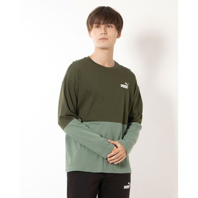 プーマ PUMA メンズ 長袖Tシャツ PUMA POWER カラーブロック LS Tシャツ_ 677682 (マートル)
