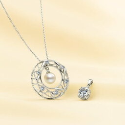 〈煌めきのエターナル・リース〉真珠とCZ・ダイヤモンドの宝飾5WAYペンダント （シルバー）