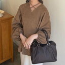 ジュノア JUNOAH Vネッククロスリボンタックトップス (モカ)