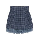 エイミーイストワール eimy istoire ファーフリンジツイードミニスカート (NAVY)