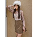 エイミーイストワール eimy istoire パテントフェイクレザーミニスカート (BROWN)