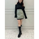 エイミーイストワール eimy istoire パテントフェイクレザーミニスカート (PISTACHIO GREEN)